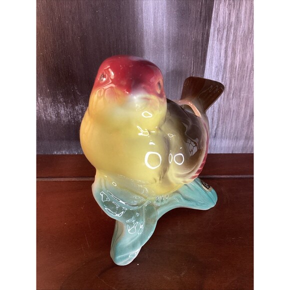 ROYAL COPLEY Bird Planter WREN/SPARROW Sitting On Branch Original Sticker Nice! - Picture 6 of 12